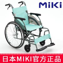 MIKI手動輪椅車CRT-1 綠色 A-14B航太鋁超輕便折疊旅行小巧便攜老人手推輪椅車